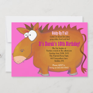 Do PÔNEI convite de aniversário PUDGY Horseback