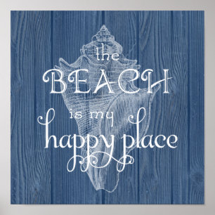 Do Seashell feliz do lugar da praia poster de