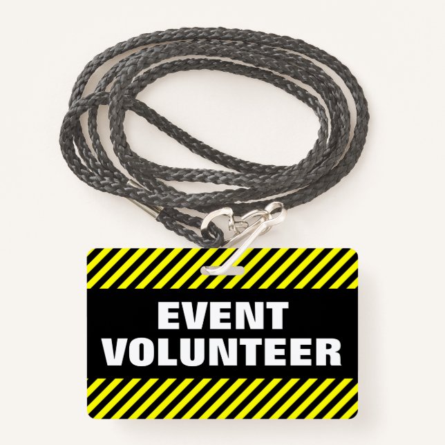 DO "VOLUNTÁRIO EVENTO" + Crachá preto & amarelo (Frente com cordão)