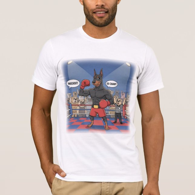 Doberman Boxer Engraçado T-Shirt (Frente)