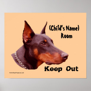 Doberman Keep Out Kids Room Personalizado Poster