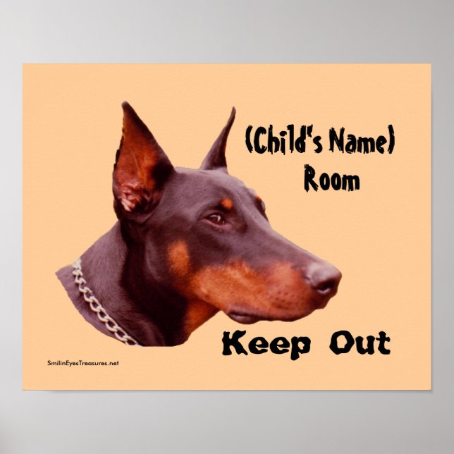 Doberman Keep Out Kids Room Personalizado Poster (Frente)