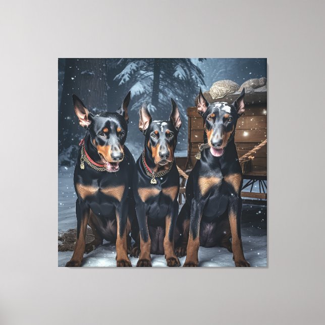Doberman Nevado Trenó Natal Decoração (Frente)