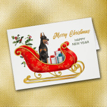 Doberman Pinscher Cachorro Cartão de Natal