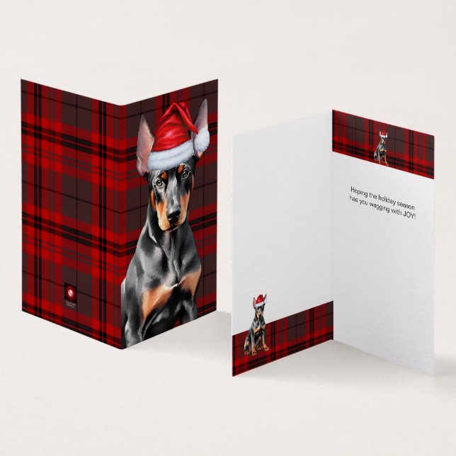 Doberman Pinscher Christmas Dog Red Holiday Plaid (Interior e exterior)