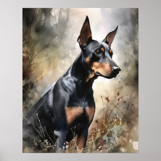 Doberman Pinscher Dog Art Impressão Poster (Frente)