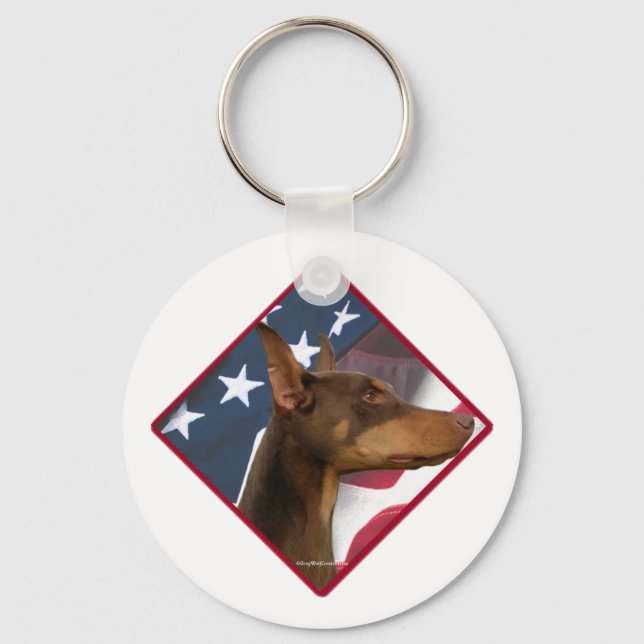 Doberman Pinscher Flag Chaveiro (Frente)