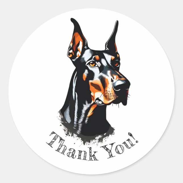 Doberman Pinscher Obrigado! Adesivos (Frente)