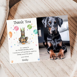 Dobermann Puppy Dog Birthday Cartões de agradecime