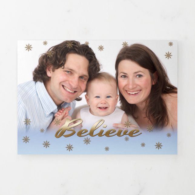 Dobra Tripla Acredite. Cartão de Natal Com Várias Fotografias (Cobrir)