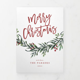 Dobra Tripla Cartão Tri-Fold de Natal com foto de festa moderna