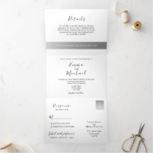 Convite de Casamento Tri-Fold com Letra Minimalist