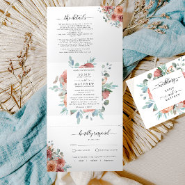 Dobra Tripla Convite triplo com Casamento "Eteal" de RSVP