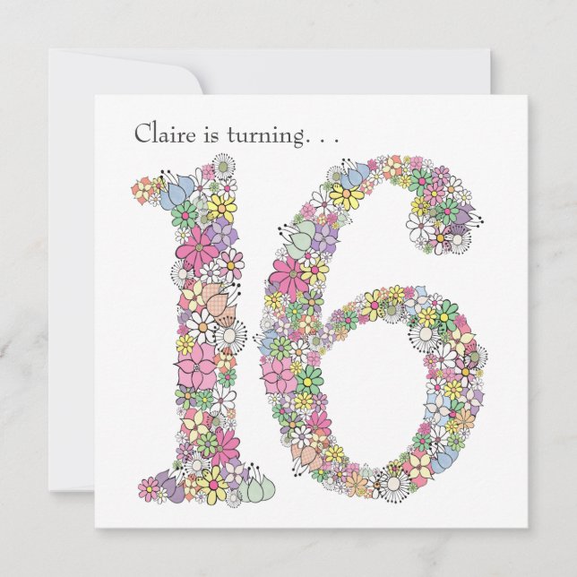 Doce 16 16º Convite Personalizado de Festa de aniv (Frente)