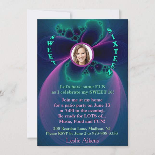 DOCE 16 Aniversário - Convite de festas (Frente)