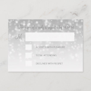 Doce 16 Aniversário RSVP Silver Bokeh Sparkle Ligh