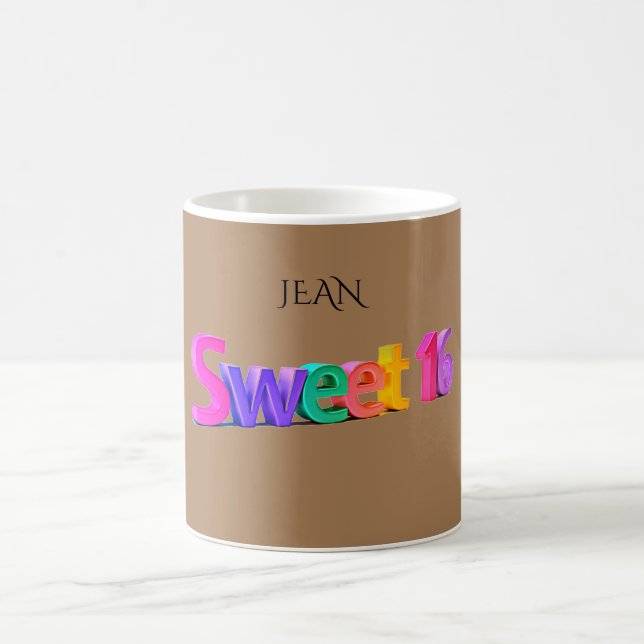 Doce 16 caneca com nome personalizado. (Centro)