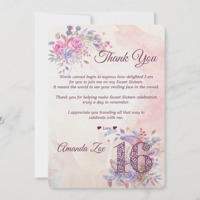 Doce 16 Cartões de agradecimentos (Frente)