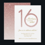 Doce 16 Convite de Aniversário na Glitter Rosa Dou<br><div class="desc">Este simples, doce design de 16 convites apresenta um bonito brilho de ouro rosa 16. Clique no botão personalizar para obter mais flexibilidade com a modificação do texto! Variações desse design, cores adicionais e produtos de coordenação estão disponíveis em nosso compro, zazzle.com/doodlelulu*. Entre em contato conosco se você precisar deste...</div>