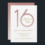 Doce 16 Convite de Aniversário na Glitter Rosa Dou<br><div class="desc">Este simples, doce design de 16 convites apresenta um bonito brilho de ouro rosa 16. Clique no botão personalizar para obter mais flexibilidade com a modificação do texto! Variações desse design, cores adicionais e produtos de coordenação estão disponíveis em nosso compro, zazzle.com/doodlelulu*. Entre em contato conosco se você precisar deste...</div>