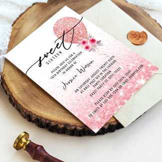 Doce 16 - Convite de Aniversário Rosa