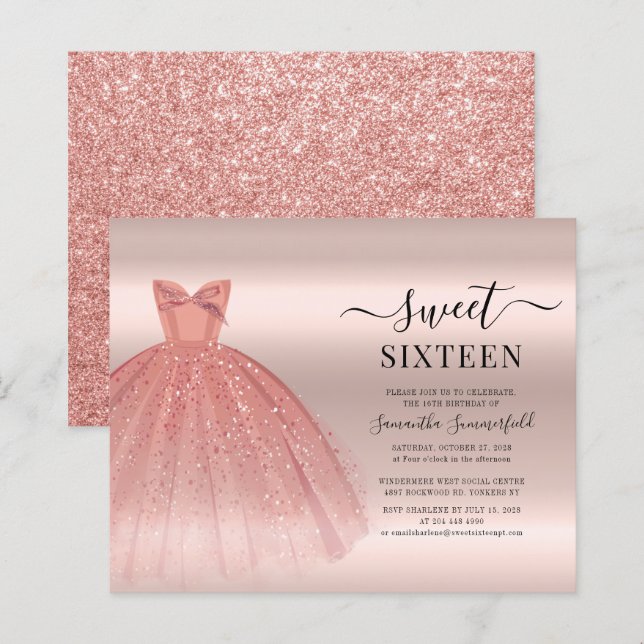 Doce 16 Convite de aniversário XVI (Frente/Verso)