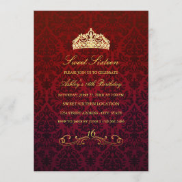 Doce 16 | Convite Tiara Vermelha & Damask