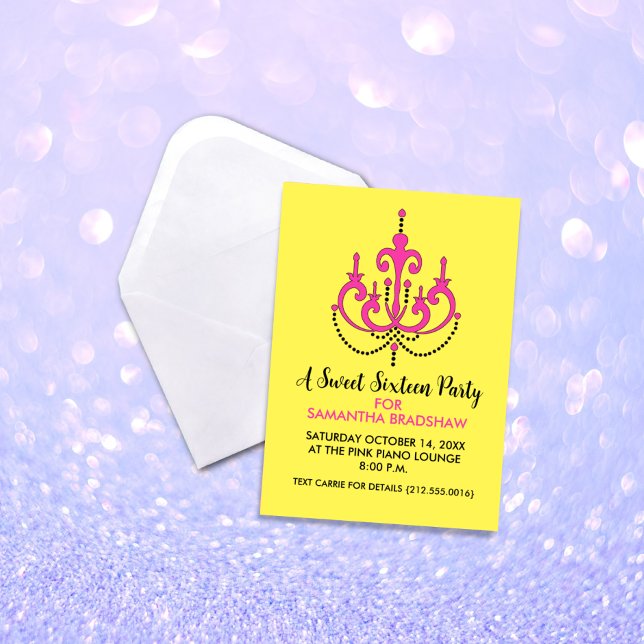 Doce 16 Convites de festas de aniversários (Amarel (Criador carregado)