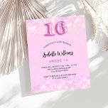 Doce 16 cor-de-rosa para o convite para o orçament<br><div class="desc">Um convite moderno, na moda e glamouroso para uma festa de aniversário Doce 16, 16. Um fundo cor-de-rosa com confete. O nome é escrito com um moderno estilo escrito à mão. Personalize e adicione os detalhes da sua festa. O número 16 é escrito com uma fonte de estilo de balão,...</div>