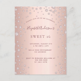 Doce 16 diamantes de ouro rosa, convite glamouroso