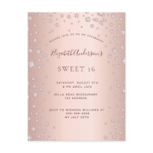 Doce 16 diamantes de ouro rosa, convite glamouroso