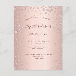 Doce 16 diamantes de ouro rosa, convite glamouroso