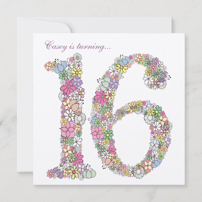 Doce 16 Festa de aniversário Bloom Convite (Frente)