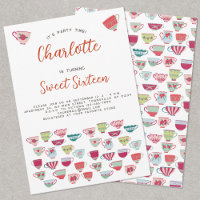 Doce, 16 Festa de Chá - Convite de Aniversário
