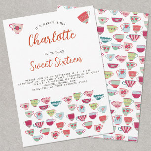 Doce, 16 Festa de Chá - Convite de Aniversário