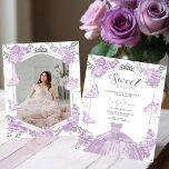 Doce 16 Orçamento Convite À Borboleta Vestido<br><div class="desc">Celebre seu Sweet 16 da forma mais encantadora! Nossos convites para lavandas florais de aquarela, enfeitados com borboletas delicadas, dão o tom para uma celebração caprichosa. Completem-nos com o nosso espetacular confete para um pop alegre! Transforme seu partido em um florescimento eufórico e crie memórias tão coloridas quanto nossos convites....</div>