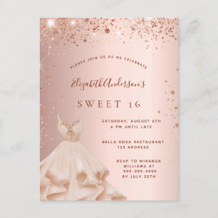Doce 16 rosa dourado brilhante convite para vestir