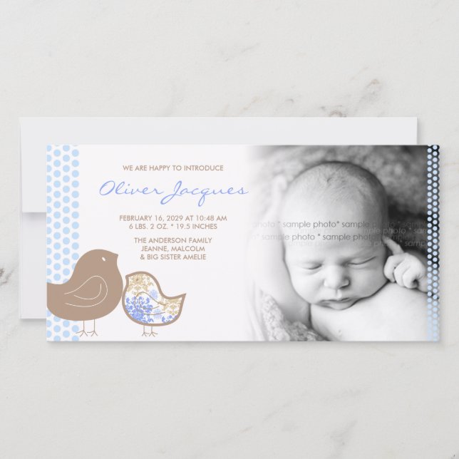 Doce Anúncio de Nascimento de Bebê Menino Chicks D (Frente)