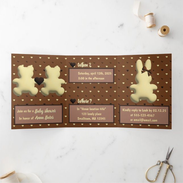 "Doce aterrissagem cardíaca" Convite para chá de f (Dentro)