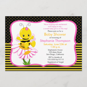 Doce Bee Bee Girl Chá de fraldas Convite
