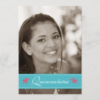 Doce Borboletas Quinceanera Convite (aqua)
