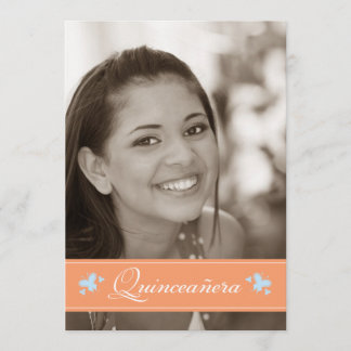 Doce Borboletas Quinceanera Convite (coral)