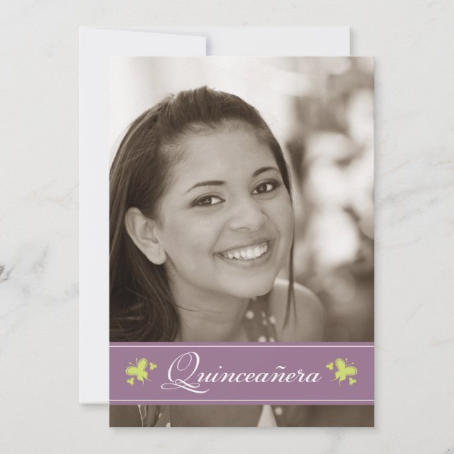 Doce Borboletas Quinceanera Convite (lilac) (Frente)