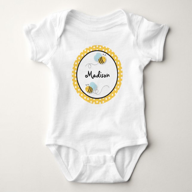 Doce Bumble Bee Personalizado Bebê T-Shirt (Frente)