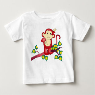 Doce Camisa De Bebê De Macaco Vermelho