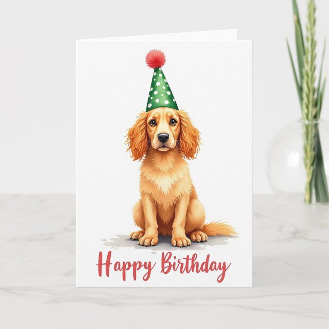 Doce Cartão de Aniversário de Cachorrinho Pintado (Frente)