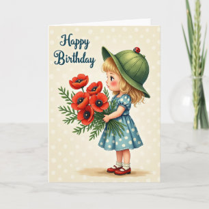 Doce Cartão de Aniversário Floral Infantil