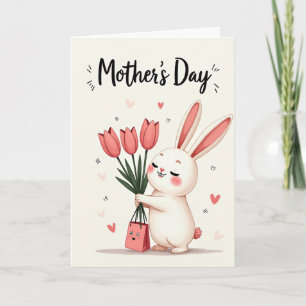 Doce cartão do dia das mães coelhinho