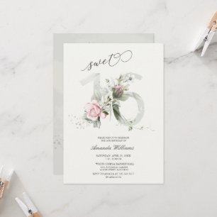 Doce Cinza de 16 Rosas Convite Romântico Silver