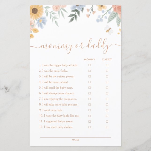 Doce como a Mamãe de abelhas ou o jogo do Chá de f (Frente)